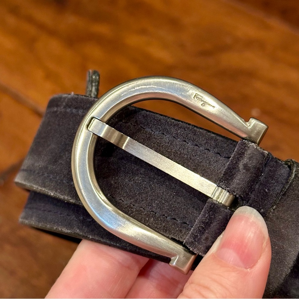 Salvatore Ferragamo Men’s Black Suede Leather Belt
Made in Italy